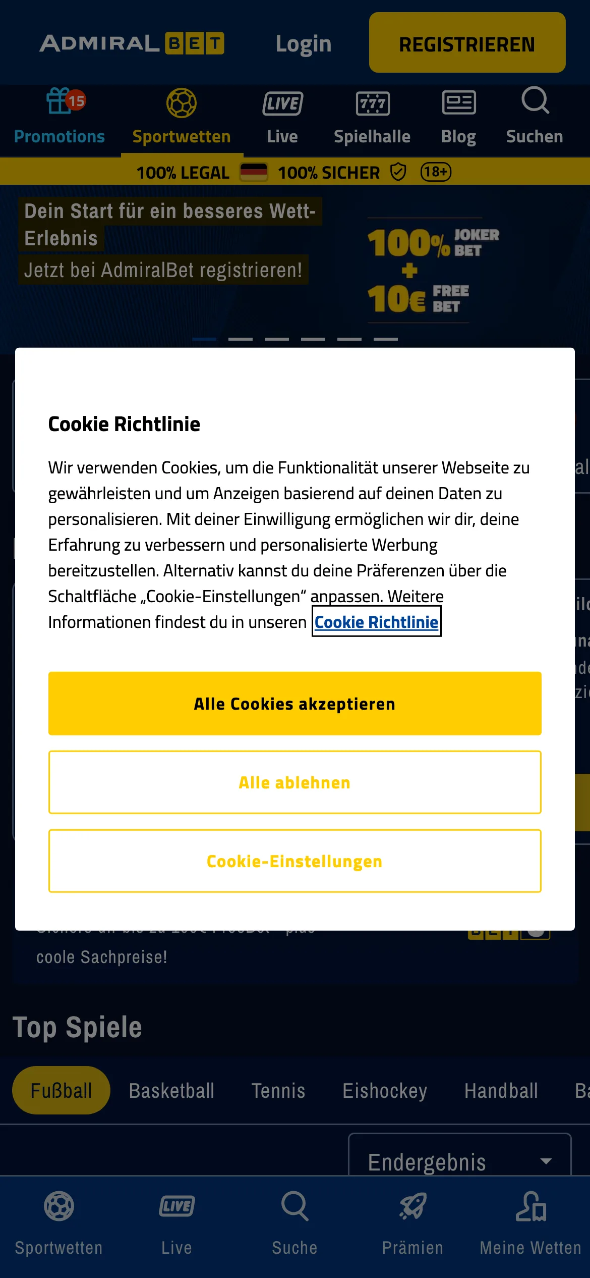 AdmiralBet — mobile-homepage