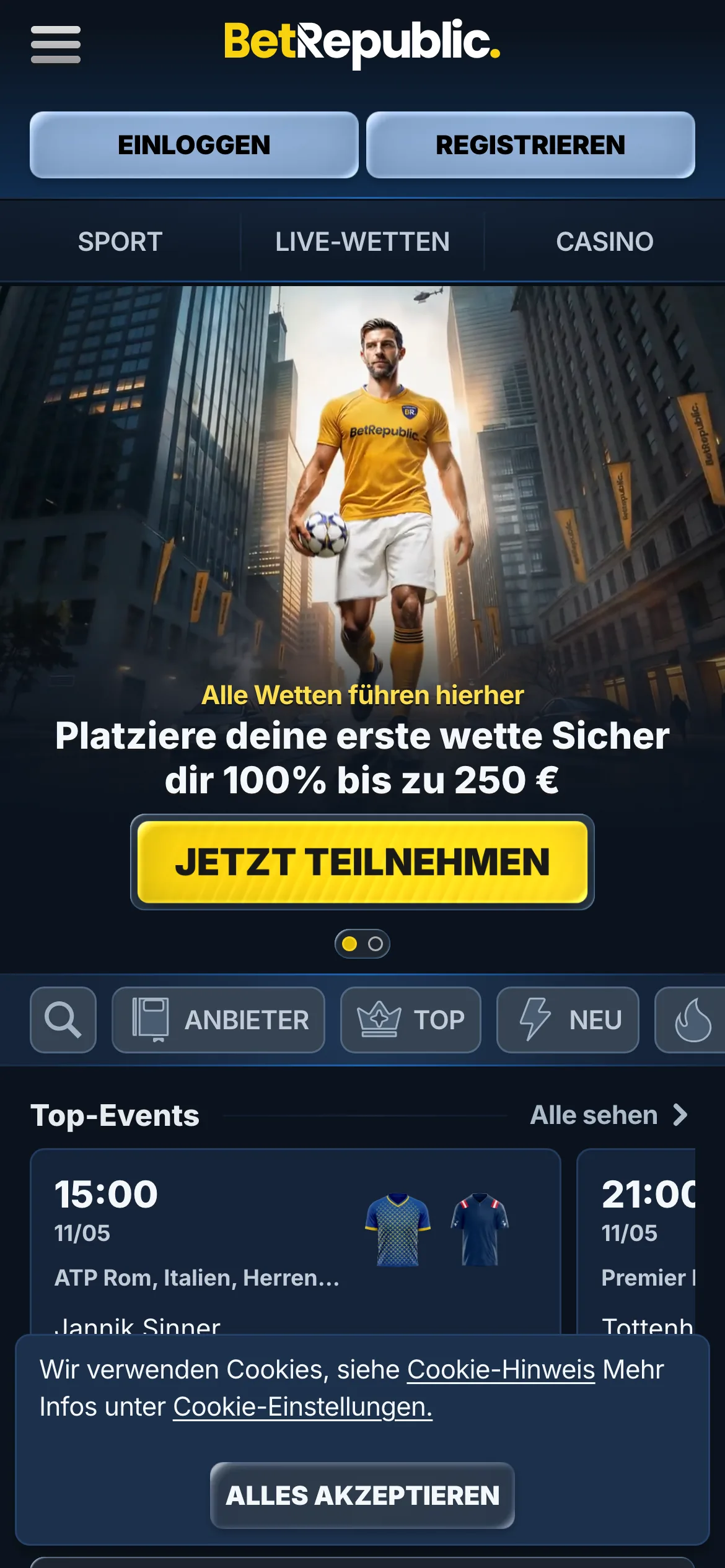 BetRepublic — mobile-homepage