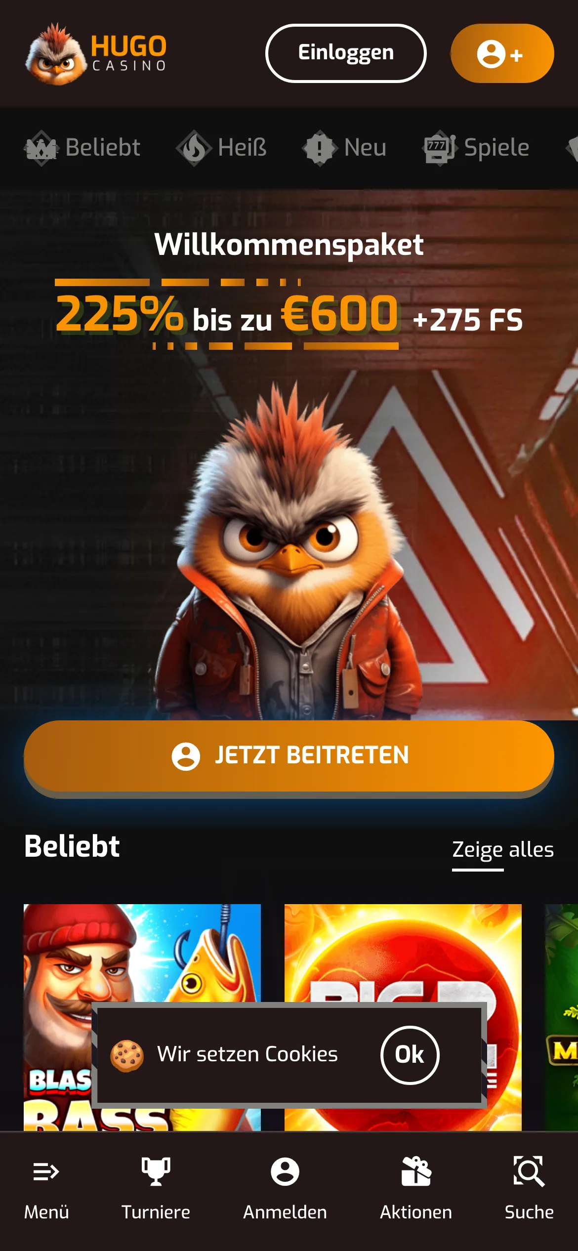 Hugo Casino — mobile-homepage