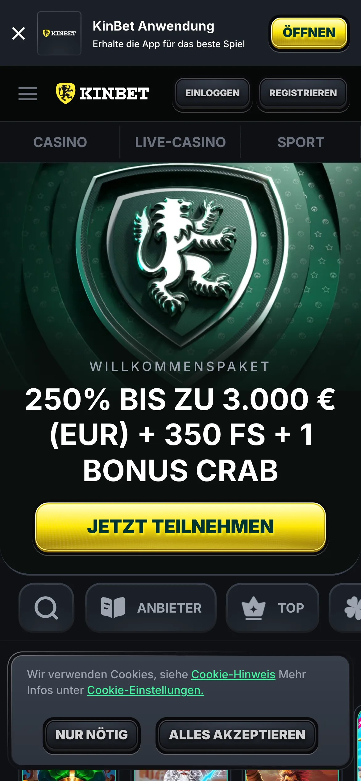 KinBet — mobile-homepage