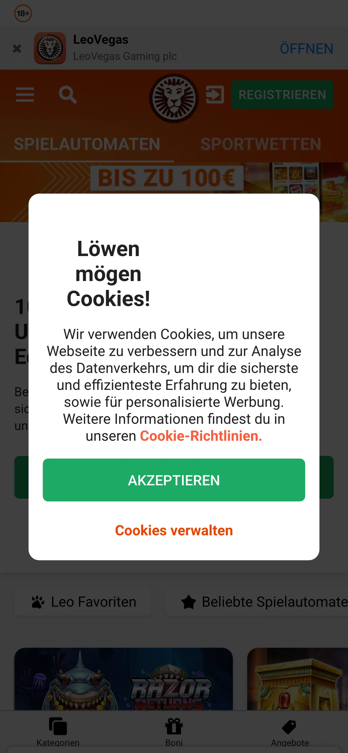 LeoVegas — mobile-homepage
