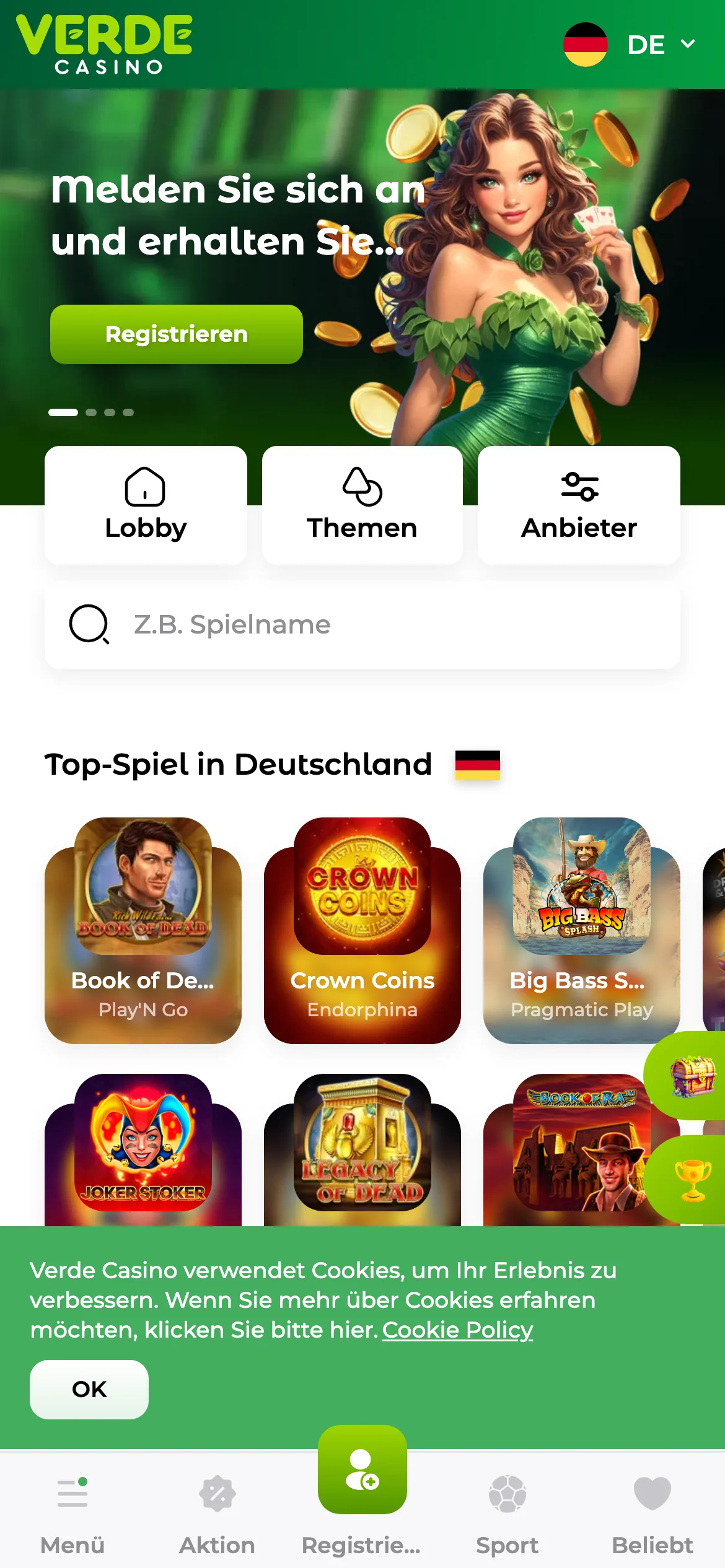 Verde Casino — mobile-homepage