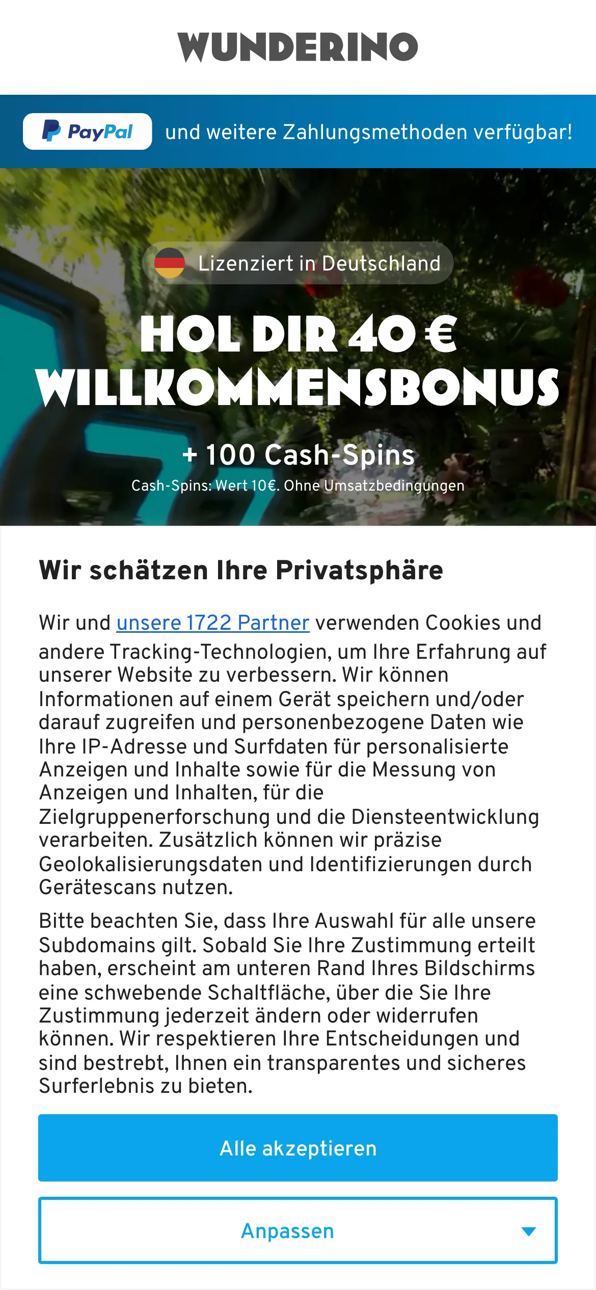 Wunderino — mobile-homepage